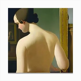 Naked woman looking at the mirror Canvas Print