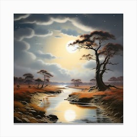 Moonlight Landscape Canvas Print