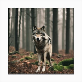 Wolf In The Forest 18 Canvas Print