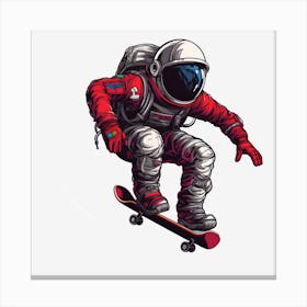 Astronaut Skateboarding 1 Canvas Print