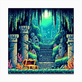8-bit underwater cavern 3 Canvas Print