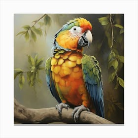 Parrot On A Branch Canvas Print