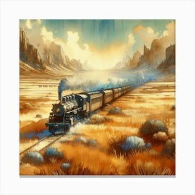 An old train passing through the plains 2 Canvas Print