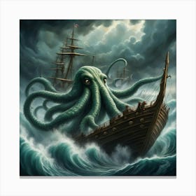 Octopus Ship Canvas Print