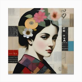 Collage of 'Asian Woman' Patchwork Canvas Print