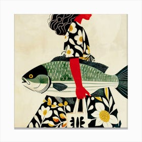 Girl With Fish 04 Canvas Print