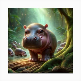 Hippo In The Jungle Canvas Print