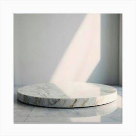 Round Marble Table In A Room Canvas Print