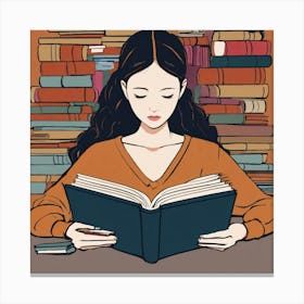 Girl Reading A Book Canvas Print