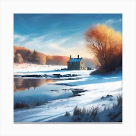 Country House after the Snowfall Canvas Print
