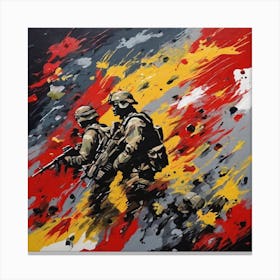 Two Soldiers Walking Canvas Print