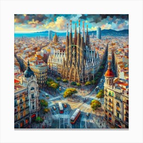 Barcelona Cityscape 1 Canvas Print