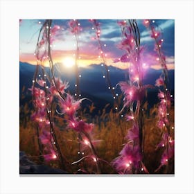 Pink Feathers At Sunset Canvas Print