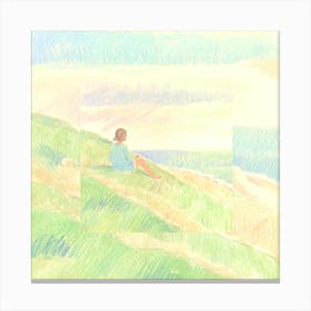 Girl Sitting On A Hill Canvas Print