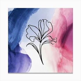 Watercolor Line Art Flower Canvas Print