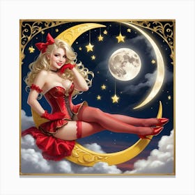 Fantasy La Luna Blonde On the Moon Canvas Print