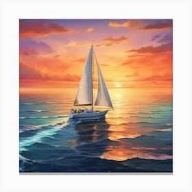 Sailboat At Sunset 11 Canvas Print