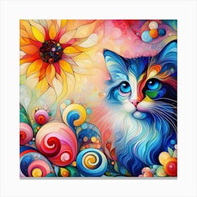 Colorful Cat Painting 3 Canvas Print