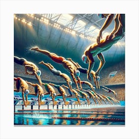 Ready, Set, Swim Wall Print Art An Inspiring And Energetic Scene Of Competitive Swimming, Perfect For Motivating And Energizing Any Space Canvas Print