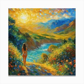 Woman Walking Down A Path Canvas Print