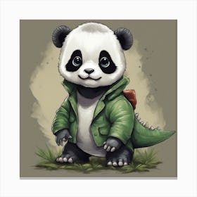 Baby Panda T Rex Canvas Print