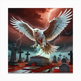 Eagle Flying Over Cemetery Canvas Print