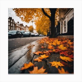 Autumn Leaves On The Street Canvas Print