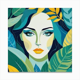 Portrait Of A Woman With Leaves 1 Canvas Print