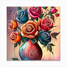 Roses In A Vase 10 Canvas Print