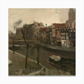 Amsterdam From The Canal Canvas Print