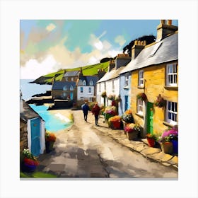 Seaside Fishing Village in Early Summer Canvas Print