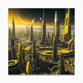 Futuristic Cityscape Yellow II Canvas Print