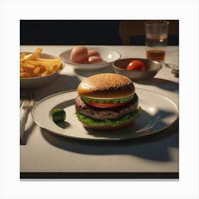 Burger On A Plate 59 Canvas Print