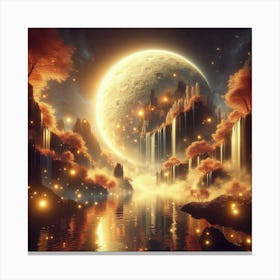 Fantasy Landscape With Moon Canvas Print