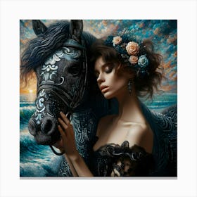 Girl And A Horse Canvas Print