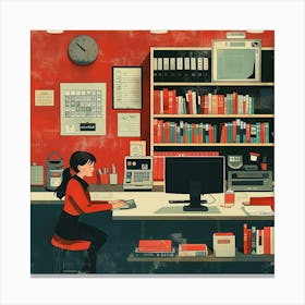 Woman Working In An Office Canvas Print