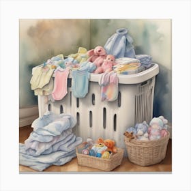 Laundry Basket Brimming With Baby 2 Canvas Print