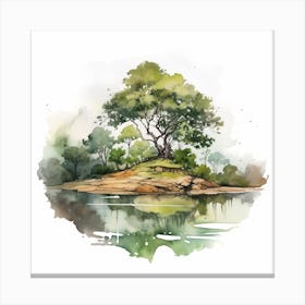 Watercolor Landscape Painting Canvas Print