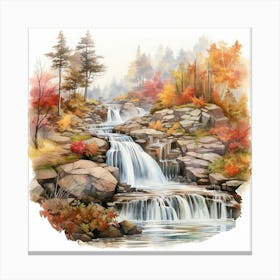 Waterfall In Autumn Canvas Print