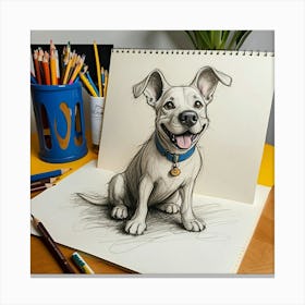 3d Dog Drawing Canvas Print