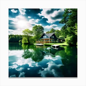 House On A Lake 3 Canvas Print