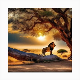 Lion In The Savannah 17 Canvas Print