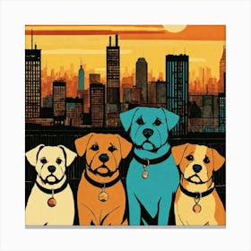Three Dogs In The City Canvas Print