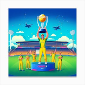 Australian Cricket Team Holding The Trophy Canvas Print