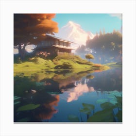 House Near A Lake Canvas Print