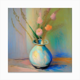 Flowers In A Blue Vase Canvas Print