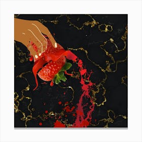 Strawberry With Blood Canvas Print