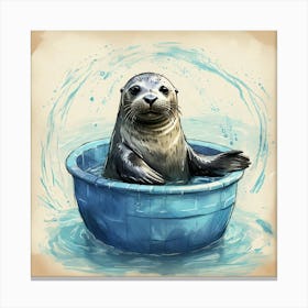 Seal In A Tub Canvas Print