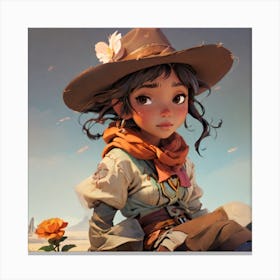 Girl In Cowboy Hat Canvas Print