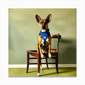 A Photo Of A Dog Sitting On A Chair 3 Canvas Print